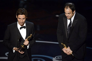 Malik Bendjelloul and Simon Chinn accept the Best Documentary Feature award for Searching for Sugar Man. Getty Images